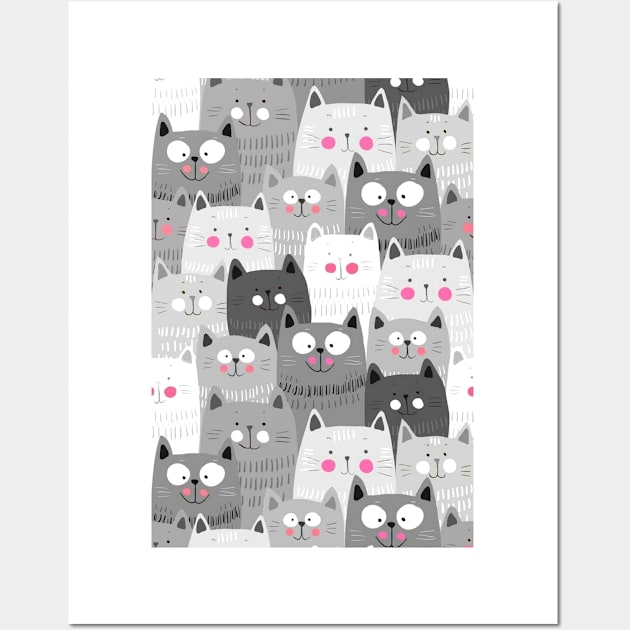 Cute pattern cat Wall Art by Dog and cat lover